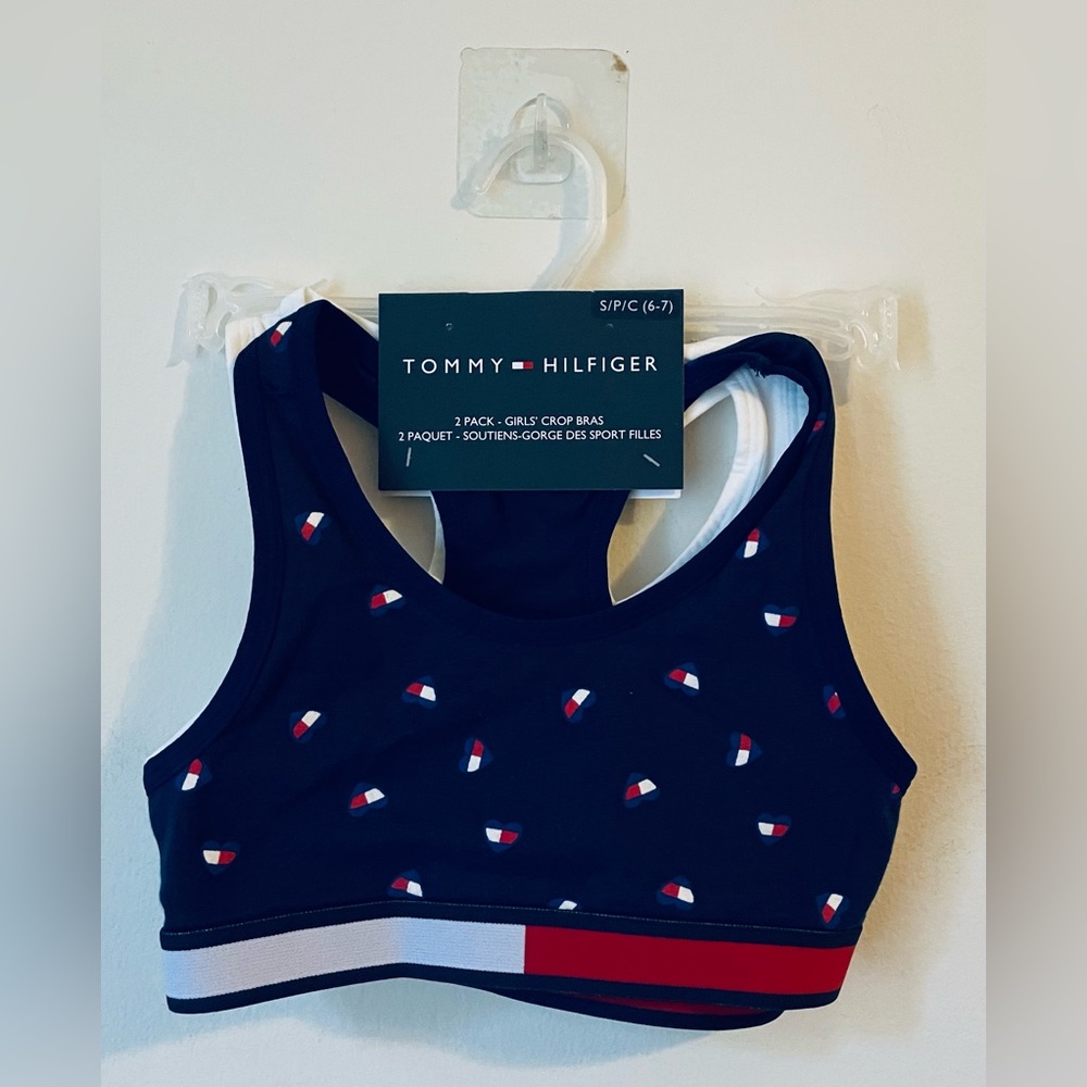 Tommy Hilfiger 2 Pack Girls Crop Sports Bras S (6-7) NEW